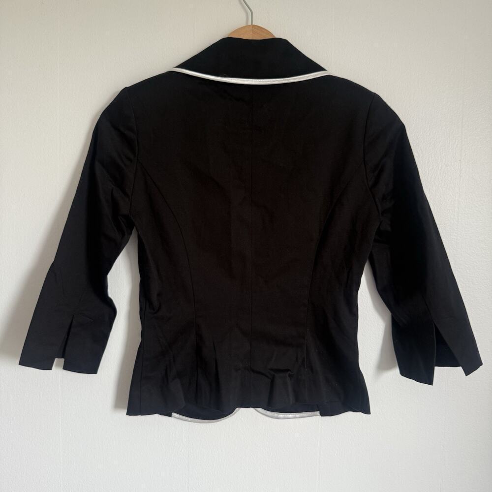 Rampage Y2K Crest Blazer Black White Piping Preppy Academia Fitted Jacket Small - Picture 4 of 6
